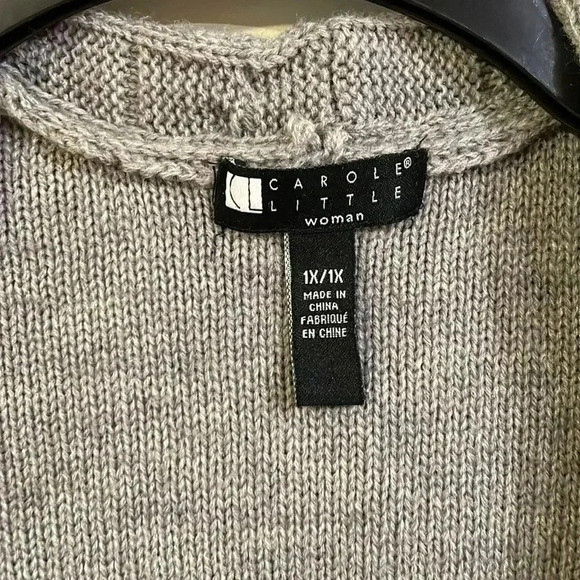 ❤️2/$30❤️[XL]Vintage Carolee Little Gray Wide Neck  open sweater cardigan - Picture 2 of 7